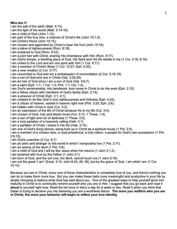 Identity In Christ Page 1